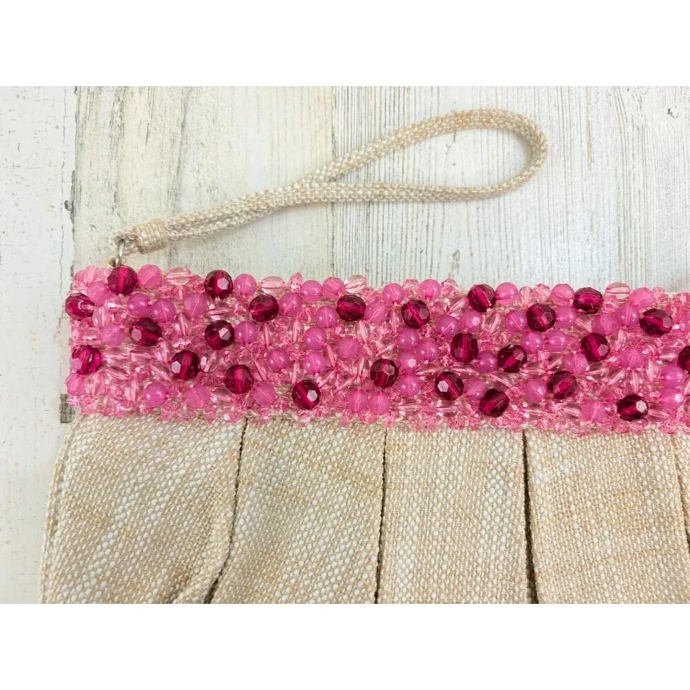 Banana Republic Pink Beaded Clutch Purse Wristlet